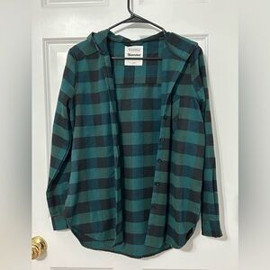 Bluenotes flannel button up shirt with hood